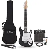 Gear4Music 3/4 LA Electric Guitar Black 10W Guitar Amp & Accessory Pack