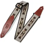 Levys Leathers Tribal Rhythms 2" Jacquard Weave Guitar Strap Arrows with Veg-Tan Leather