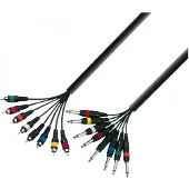 Adam hall 3 STAR 8 Way Unbalanced 1/4" Jack TS to RCA Studio Loom Cable 3m