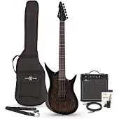Gear4Music Harlem 6 Electric Guitar + 15W Amp Pack Trans Black