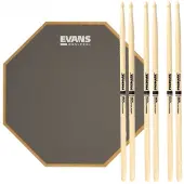 Evans RealFeel Apprentice Pad & Promark 5A Wood Tip Sticks 7