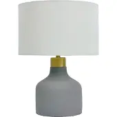 Relaxdays Tafel lamp, stof en beton voet, wit-goud-grijs