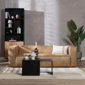Livin24 Industriële bank 3-zits Memphis eco-leer beige