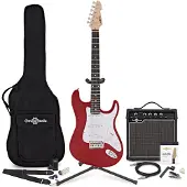 Gear4Music LA Electric Guitar Red 15W Guitar Amp & Ultimate Accessory Pack