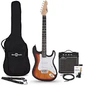 Gear4Music LA Electric Guitar Sunburst 10W Guitar Amp & Accessory Pack