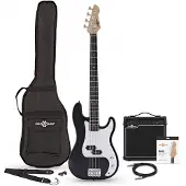 Gear4Music LA Bass Guitar Black 15W Bass Amp Pack