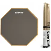 Evans RealFeel Apprentice Pad 7" & Promark Forward 5A Hickory Sticks