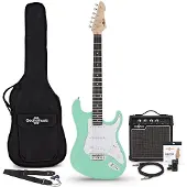 Gear4Music LA Electric Guitar Seafoam Green 10W Guitar Amp & Accessory Pack