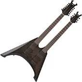 Gear4Music Harlem V Double Neck Guitar by Black