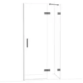 Maxaro Diamond Douchedeur | 100 cm Zwart metaal Helder glas Draaideur