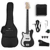 Gear4Music VISIONSTRING 3/4 Left Handed Bass Guitar Pack Black