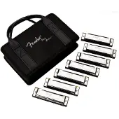 Fender Blues Deluxe 7 Piece Harmonica Set with Case