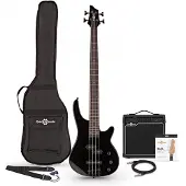 Gear4Music Harlem 4 Bass Guitar + 15W Amp Pack Black