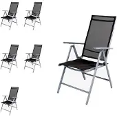 Mojawo 6 stuks inklapbare tuinstoelen, aluminium - textiel, zilvergrijs/anthraciet