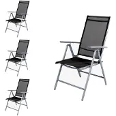 Mojawo 4 stuks inklapbare tuinstoelen, aluminium - textiel, zilvergrijs/anthraciet