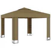 Syfax Prieel met dubbel dak 180 g/m² 3x3x2,7 m taupe