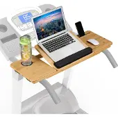 Relaxdays laptopstandaard loopband - verstelbaar - met riemen - laptoptafel - bamboe