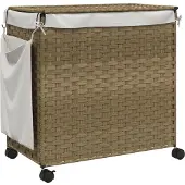 vidaXL Wasmand op wielen 60x35x60,5 cm rattan wit