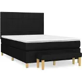 vidaXL Boxspring met matras stof zwart 140x200 cm