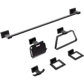Beliani RIOHACHA - 6-delige badkamer hardware set - Zwart - Aluminium
