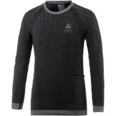 Odlo Ondershirt L/S Crew Neck Evolution Warm Black Graphite Grey-Maat 140