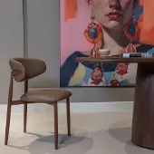 Giga Meubel Eetkamerstoel Alexia Taupe/Walnoot PU