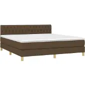 vidaXL Boxspring met matras stof donkerbruin 180x200 cm