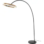 LUCANDE Booglamp - vloerlamp Yekta, dimbaar, zwart, Woon-/ Eetkamer, metaal, Design, booglamp