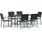 vidaXL 7-delige Tuinset poly rattan en staal