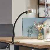 LINDBY Klemlamp Jyla, alu / grijs / zink, Woon-/ Eetkamer, metaal, Modern, Klemlamp