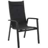 Mwh Core dining tuinstoel stapelbaar aluminium/textilene antraciet 4 stuks