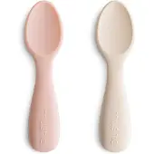 Mushie - Toddler Starter Spoons - Blush/Shifting Sand - 10.5 x 2.5 x 1.1 cm