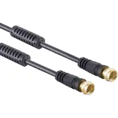 S-Impuls F (m) - F (m) coaxkabel | >100 dB + ferriet | CCS | verguld | recht | zwart | 10 meter