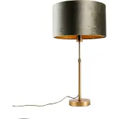 QAZQA Tafellamp brons met velours kap groen 35cm - Parte