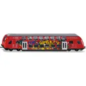 Siku 1791, Dubbeldekker-trein, schaal 1:87, metaal/kunststof, rood, graffiti-look