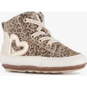 Groot leren babyschoenen met panterprint beige bruin maat 21