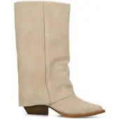 Manfield Beige suède laarzen met flap | Maat 38