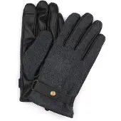Suitable Handschoen Wool Leer Antraciet Zwart