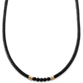Lucleon Tenvis | 5 mm Goudkleurige Onyx Leren Ketting