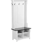 Vevor Houten Kapstok met Bank &amp; Schoenenrek, Witte Kapstok met Verstelbare Planken &amp; 5 Haken om op te Hangen &amp; 4 Laden, voor Hal