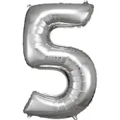 Amscan Folieballon Cijfer 5 Junior 58 X 86 Cm Zilver