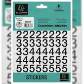 Exacompta 10x Etui met zelfklevende zwarte cijfers 0-9 20 mm - Zwart - 67373E