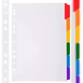 Exacompta 20x Tabbladen karton 160g - geplastificeerde gekleurde tabs + index - 6 tabs - A4 - Wit - 2306E