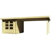 Karibu Woodfeeling tuinhuis Bastrup 4, in een set met een hellend dak, 4 meter breed, in natuurlijke staat; artikelnummer 77805