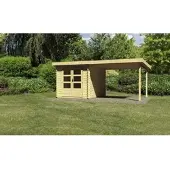 Karibu Woodfeeling tuinhuis Bastrup 4, set met hellend dak, 3 meter breed, in natuurlijke staat; artikelnummer 73298