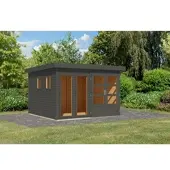 Karibu tuinhuis, berging, model Lahar 6, rondom terra-grijs, afmetingen 302x306x216 cm