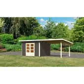 Karibu Tuinhuis Northeim 3 Terragrijs met overkapping 664x332x238cm Wanddikte 38mm