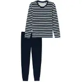 Schiesser Pyjama ' Casual Essentials ' nachtblauw / wit