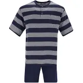 Hajo Blauw grijs gestreepte heren shortama | Maat 52