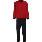 Götzburg Pyjama lang donkerblauw / donkerrood